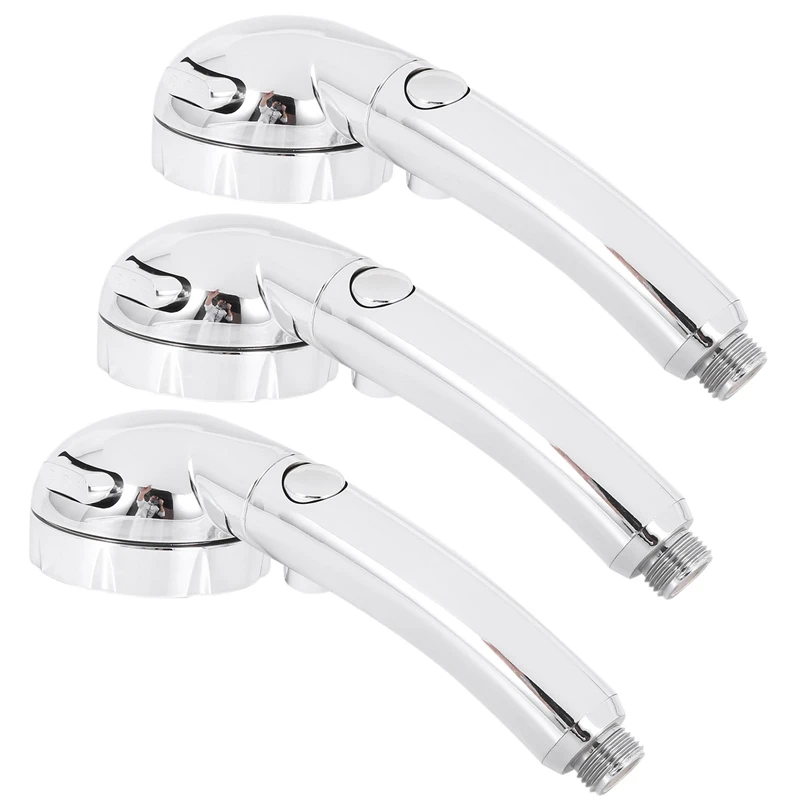 

3X Handheld Shower Head High Pressure Chrome 3 Spary Setting With ON/OFF Pause Switch Water Saving Adjustable Luxury