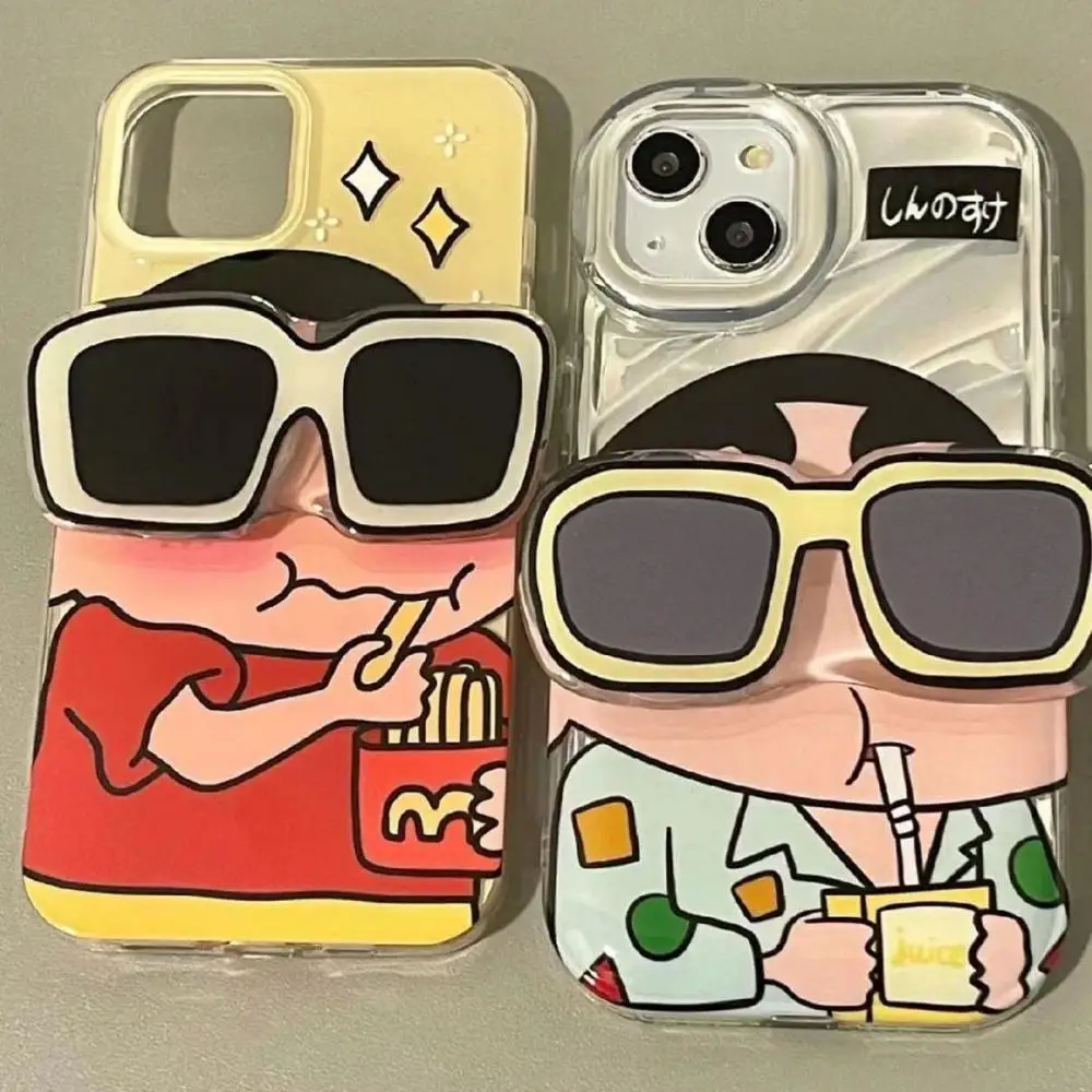

Cartoon Crayon Shin-Chan Sunglasses Phone Case Iphone13/14Pro Anti-Fall Protective Case Ipx/xs All Inclusive Soft Shell Gift