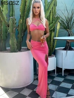 summer two piece set women skirt sexy vacation beach outfits for women 2022 twist crop top and long skirt set club party dress