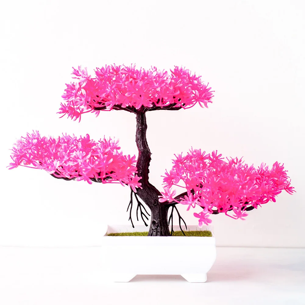 Artificial Plants Plastic Bonsai Simulation Tree Fake Flower Office Decor Pot Ornament Fake Flowers For Home Garden Decoration