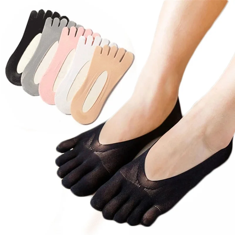 

Women Summer Five-Finger Socks Ultrathin Funny Toe Invisible Sokken with Silicone Anti-Skid Breathable Anti-Friction Dropship