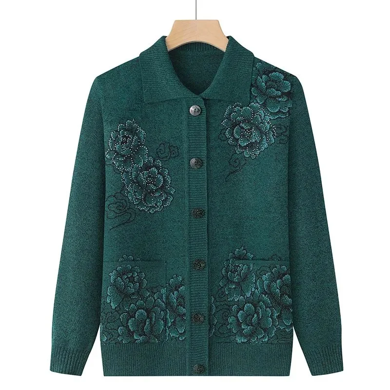 Весенне-осенний женский свитер среднего возраста для пожилых людей тонкие