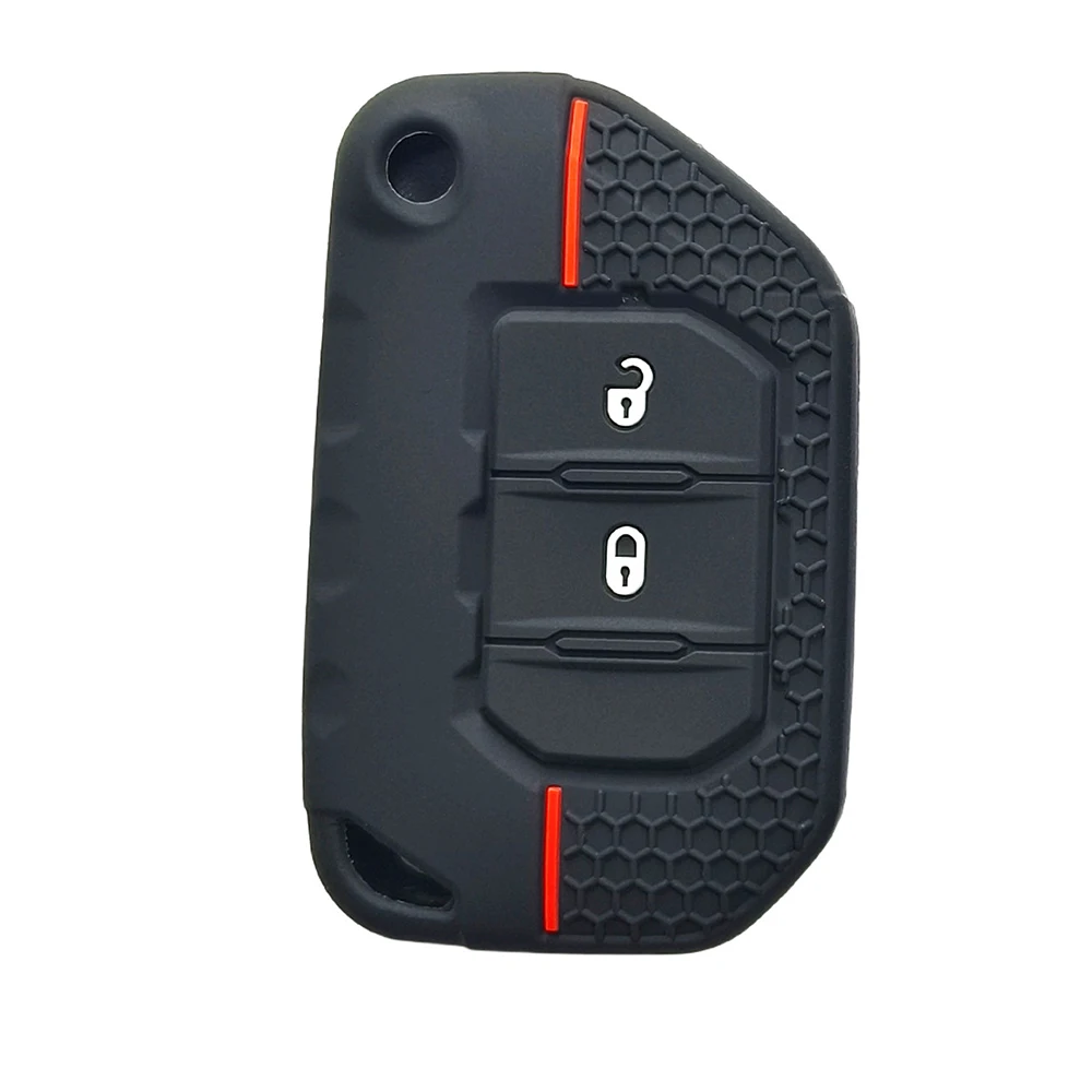 Новый силиконовый чехол для автомобильного ключа с 2 кнопками, защитный чехол для кожи, резиновая сумка-держатель для Jeep Wrangler JL JLU 2018 2019, аксессуары для ключей