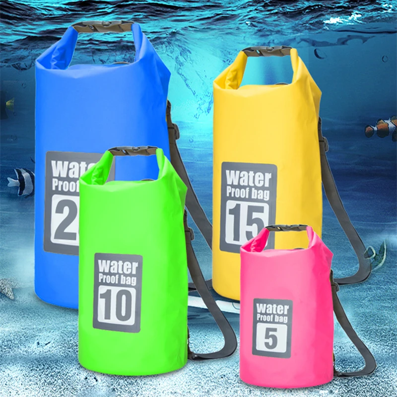 5L 10L 15L 20L Outdoor PVC Waterproof Dry Backpack Water Floating Bag Roll Top Sack for Kayaking Rafting Boating River Trekking