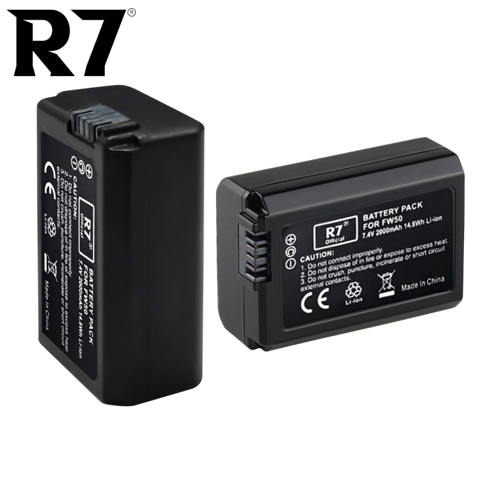 

R7 NP-FW50 Camera Battery for Sony a6000 a6400 a6100 a6500 a6300 a5100 a7rm2 a7m2 a7s2 Micro SD Camera Single Battery