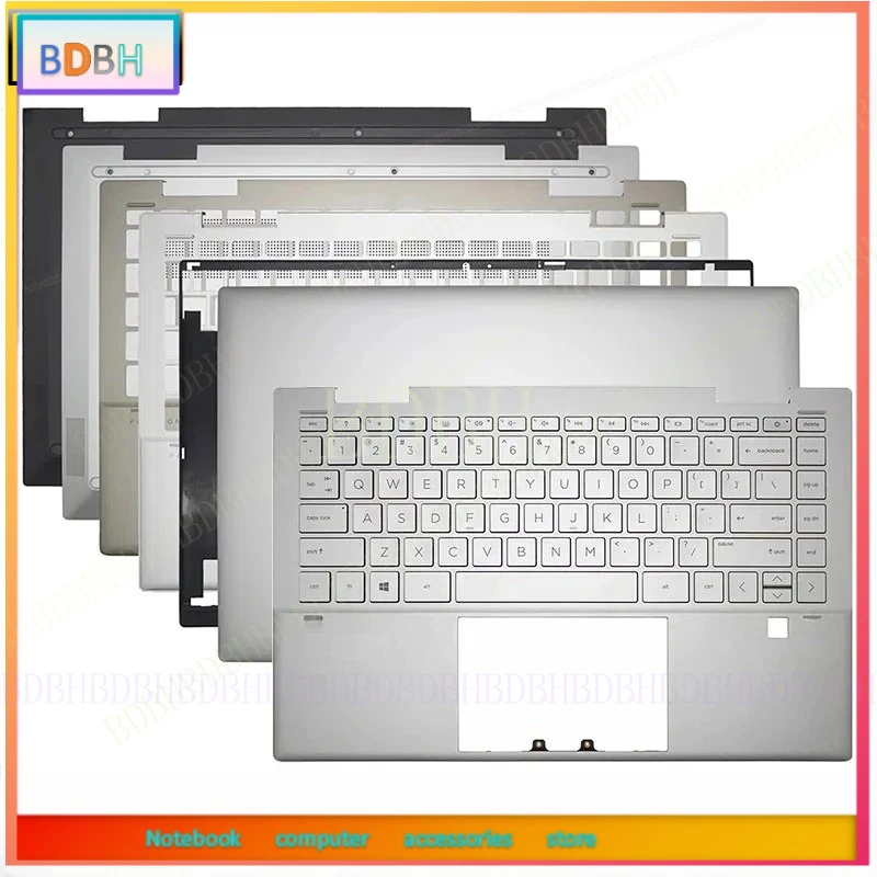 Фото Новый комплект для ноутбука Pavilion X360 14-DY 14M-DY TPN-W146: задняя крышка LCD, передняя рамка, палмрест, крышка клавиатуры, нижний корпус, серебристый цвет. №1