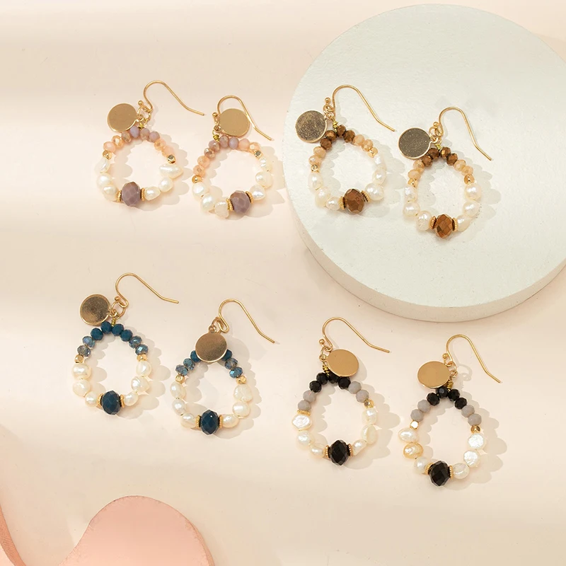 

Baroque Handmade Beaded Crystal Earrings For Women French Fashion Elegant Hanging Earrings Classic Party Jewelry Accessories