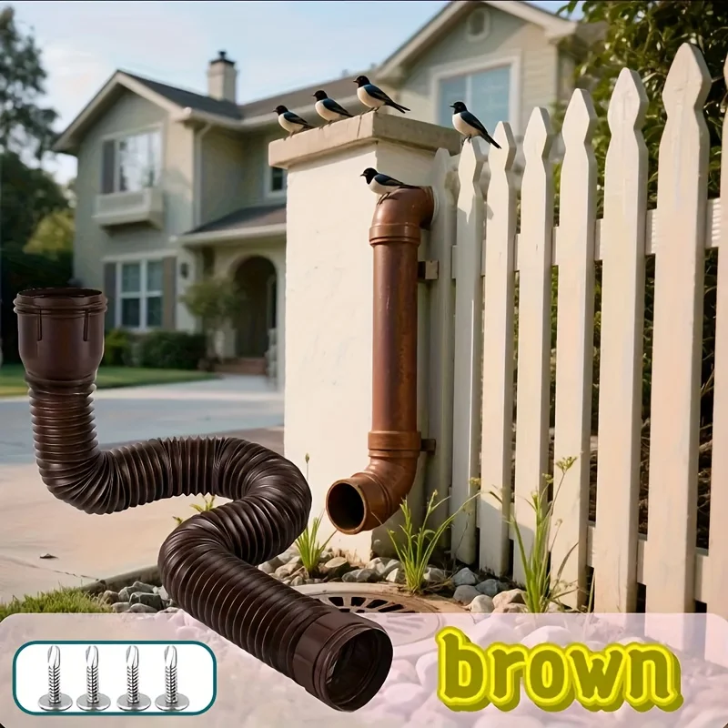 

Регулируемый Удлинитель Водосточного Желоба (1 Шт.) С Винтами Для Сбора Дождевой Воды В Саду И На Даче, Черный/белый/коричневый