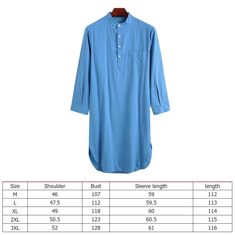 Muslim Men Jubba Thobe Solid Color Breathable Stand Collar Long Sleeve Robes Casual Loose Islamic Arabic Male Kaftan M-3XL