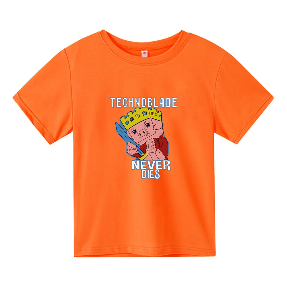 Kids Summer Clothes Technoblade Never Dies T-shirt Retro Pattern Dream SMP T Shirt World Game 100% Cotton Girls Casual Boys Tees