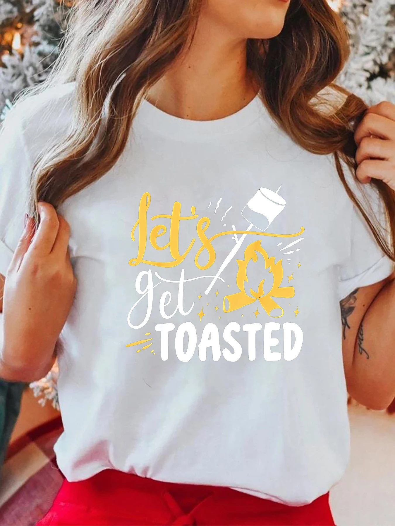 Футболка женская с принтом Let's Get Toasted модный топ для отпуска футболка