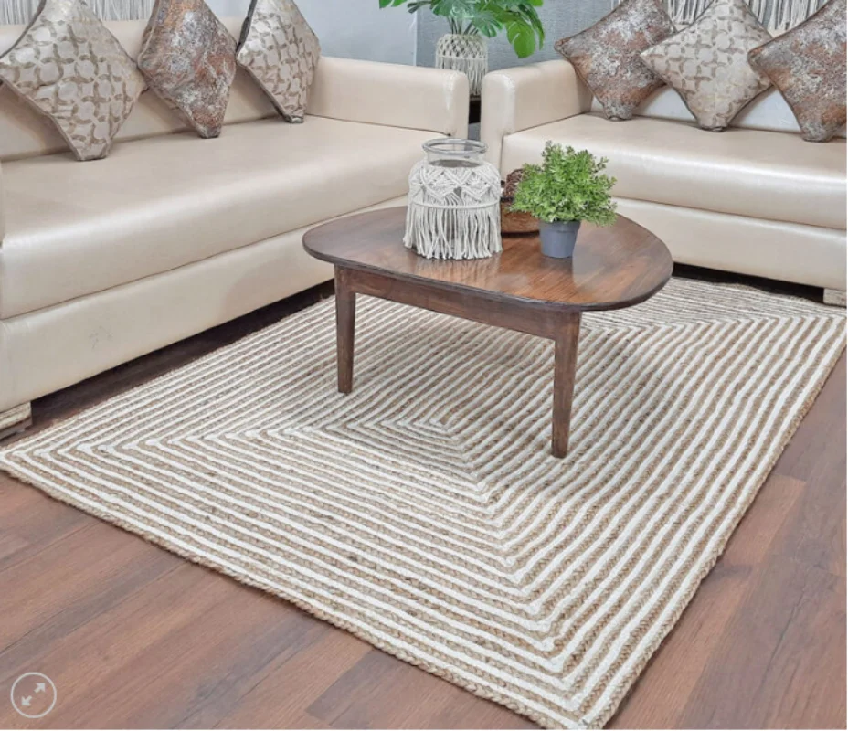 

Carpets for Bed Room Rug Natural Jute Cotton Mixed Weave Rectangle Handmade Runner Carpet Modern Area Rugs