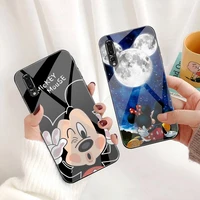 cartoon mickey mouse phone case tempered glass for huawei p30 p20 p10 lite honor 7a 8x 9 10 mate 20 pro