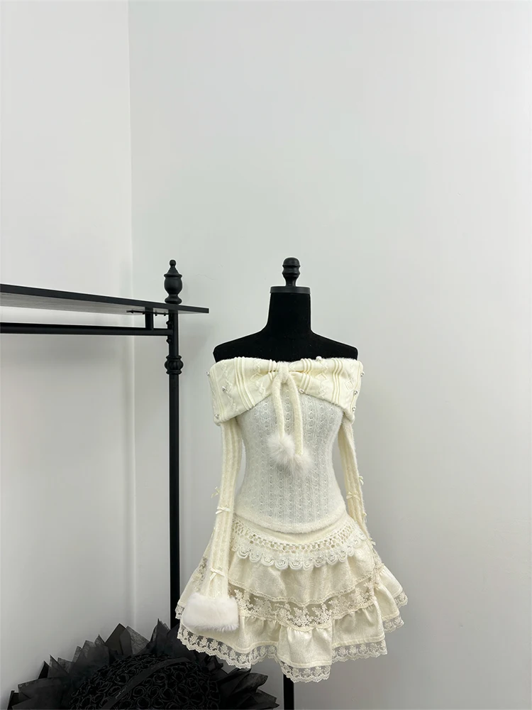 Зимняя женская одежда Cutecore Y2k 2000-х годов Shoujo Girl комплект из 2 предметов топы с