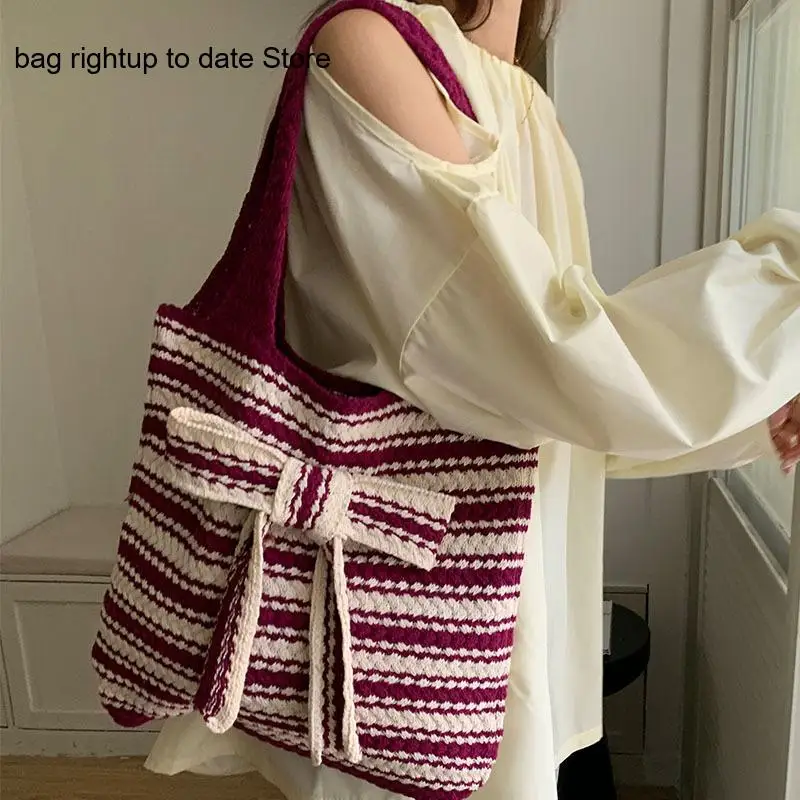 Японская и Корейская Ретро трикотажная сумка для покупок на одно плечо