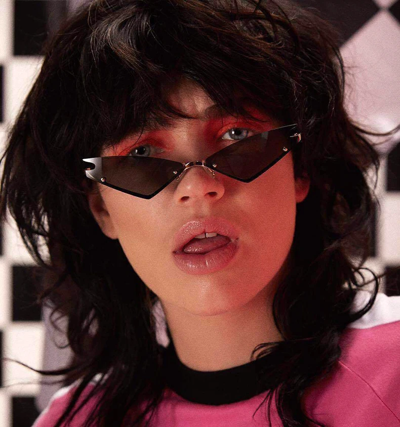 2022 Fashion Cool Unique Future Style Slim Cat Eye Sunglasses Women UV400 Brand Designer Sun Glasses Oculos De Sol | Аксессуары для