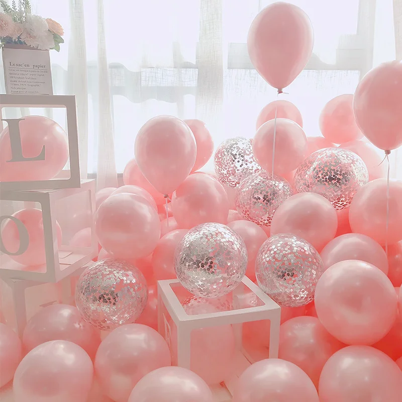 

20/40pcs 10inch Pink Latex Balloons Confetti Balloon Birthday Party Decorations Metallic Globos Baby Shower Anniversaire Wedding