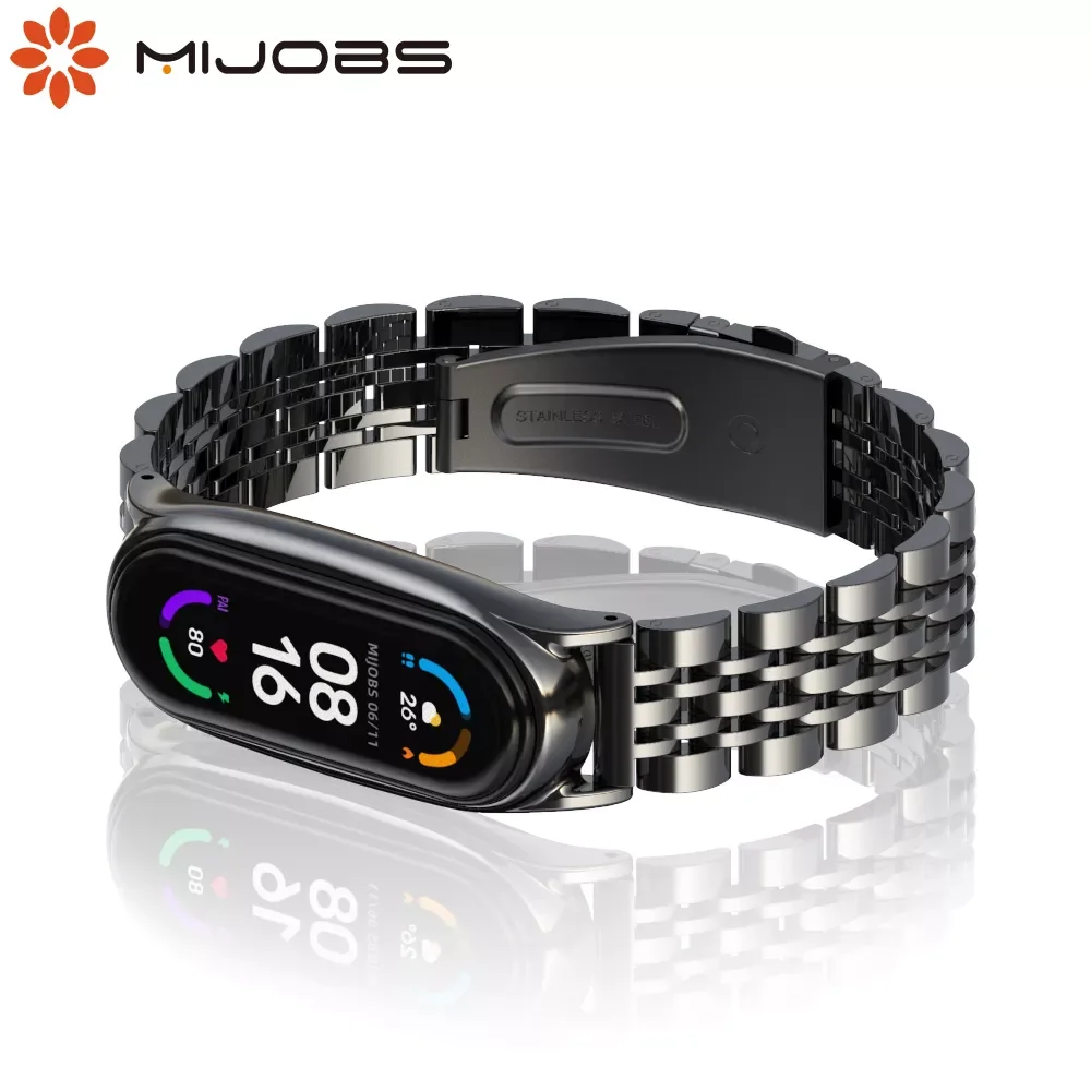 

Strap for Mi Band 6 5 4 3 Metal Wristbands Mi Band 5 Strap Pulseira Mi Band 4 Bracelet for Xiaomi Miband 3 Stainless Steel