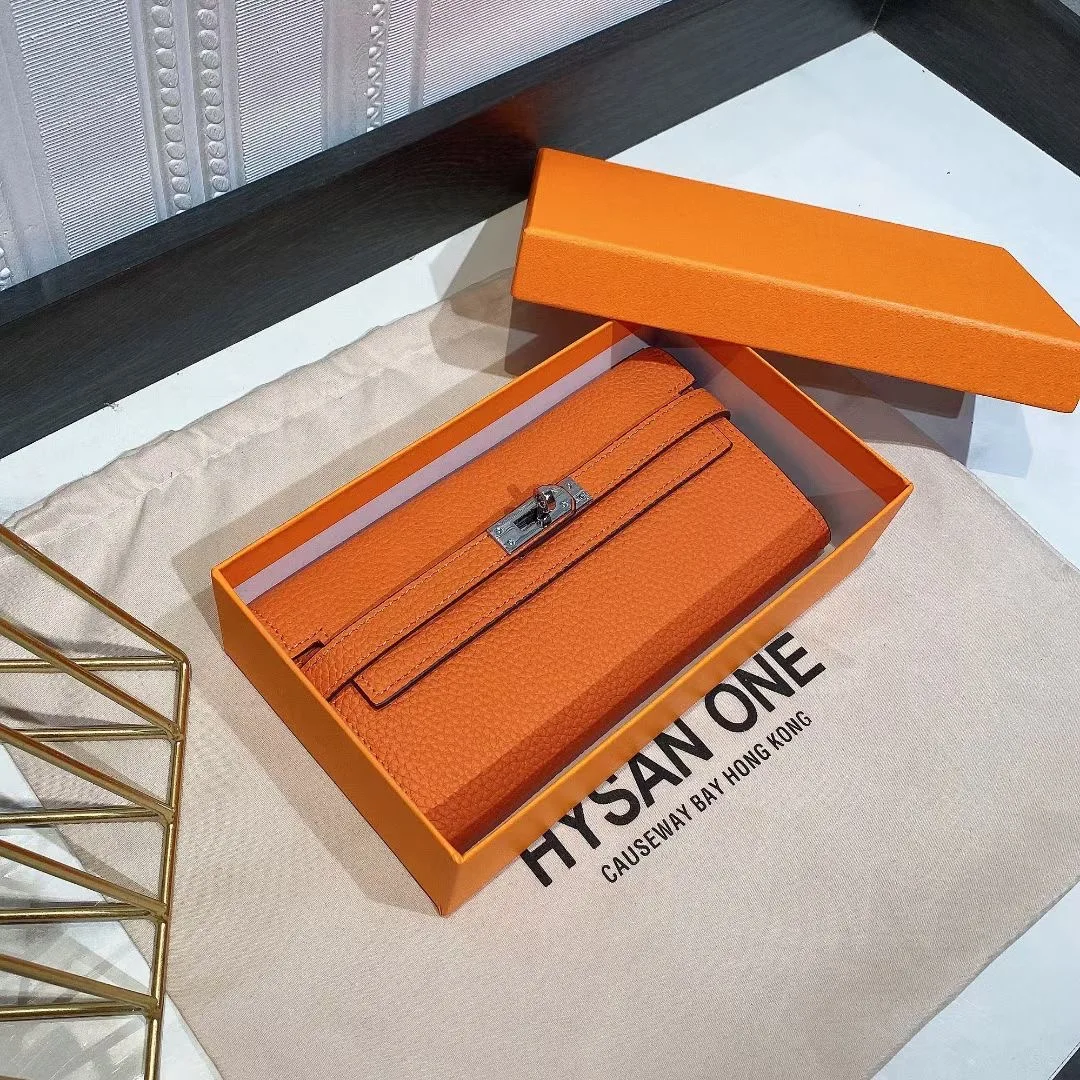 

Women's Genuine Leather allet Ladies Lock Catch Clutches Card Purse Purses Handbags Luxury Designer Luxury Designer Bag