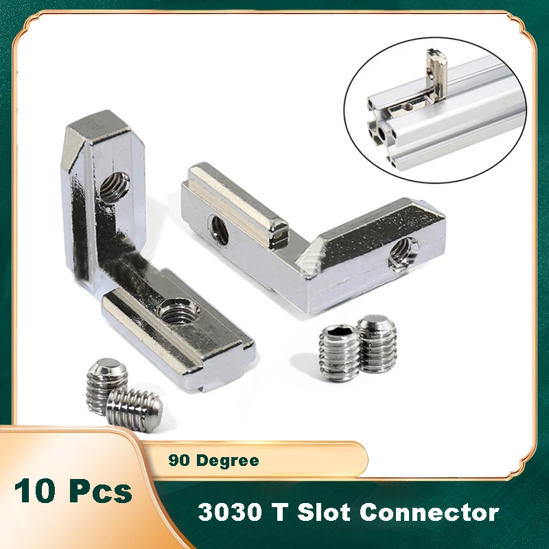 

Угловой соединитель для внутреннего интерьера, алюминиевый профиль, разъем ЕС 3030 T, L-образный шарнирный кронштейн с винтом, угловой внутренний угол 90 градусов, 10 шт.