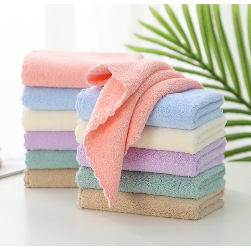 

Coral Fleece Absorbent Wipes for Kitchen Lace Square Towels Clean Car Rags Household Dishcloth Utensils Supplies Accessories
