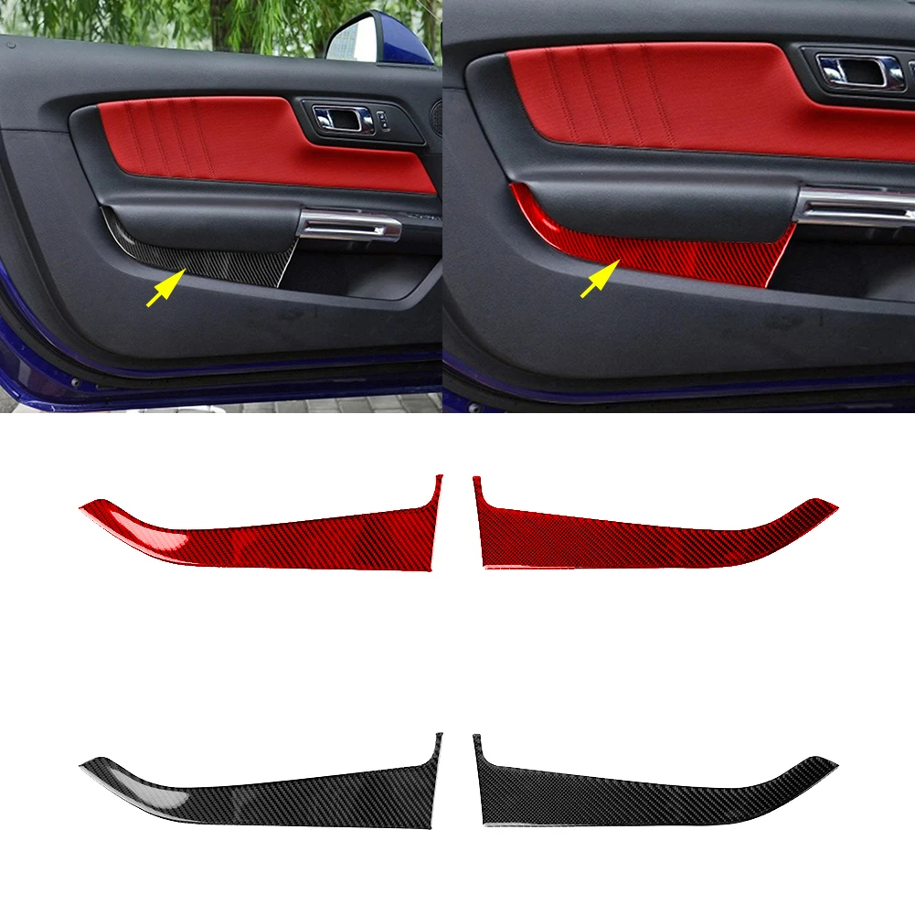 

Carbon Fiber Front Seat Door Panel Handle Decoration Strips Car Stickers For Ford Mustang 2015-2020 Interior Accessory