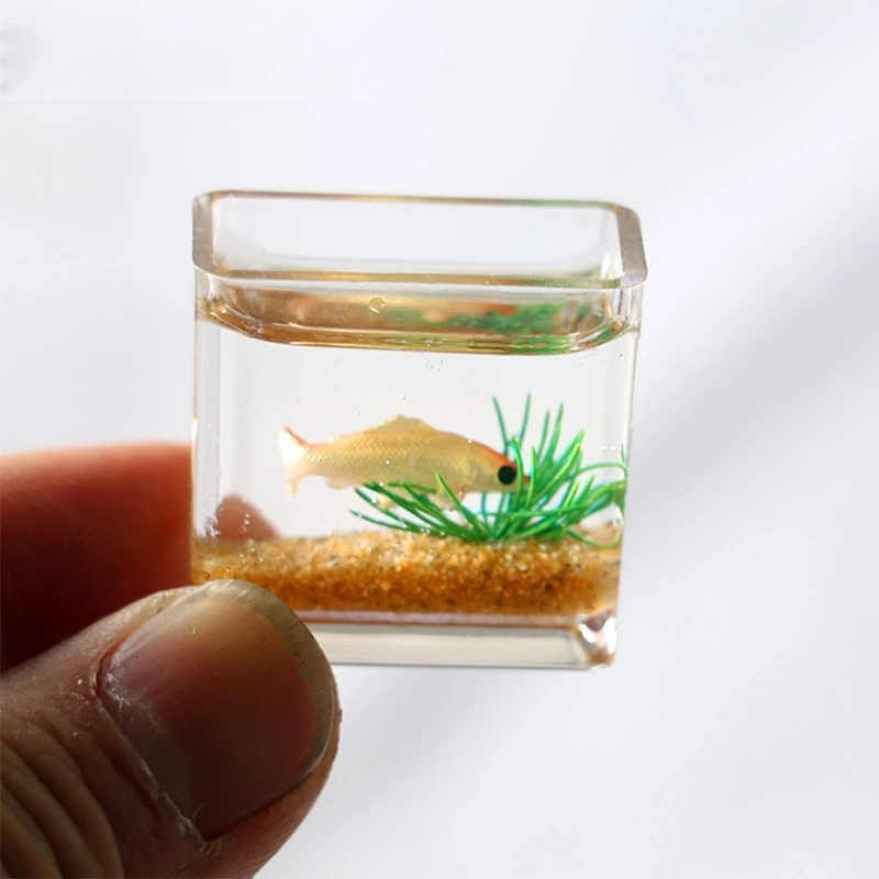 

Dollhouse Miniature Glass Fish Tank Bowl Aquarium Doll House Home Ornament Toy For Dollhouse Decoration Crafts Kids Gift