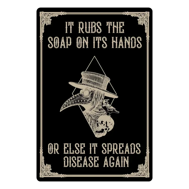 Оловянная вывеска Flinelife Plague Doctor Wash Your Hands Mtal 8X12 готический декор для ванной