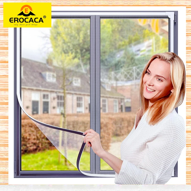 

EROCACA White Magnetic Window Mosquito Net DIY Mesh Tulle Invisible Screen Fiberglass Curtain Customize Anti Insect Fly Flies