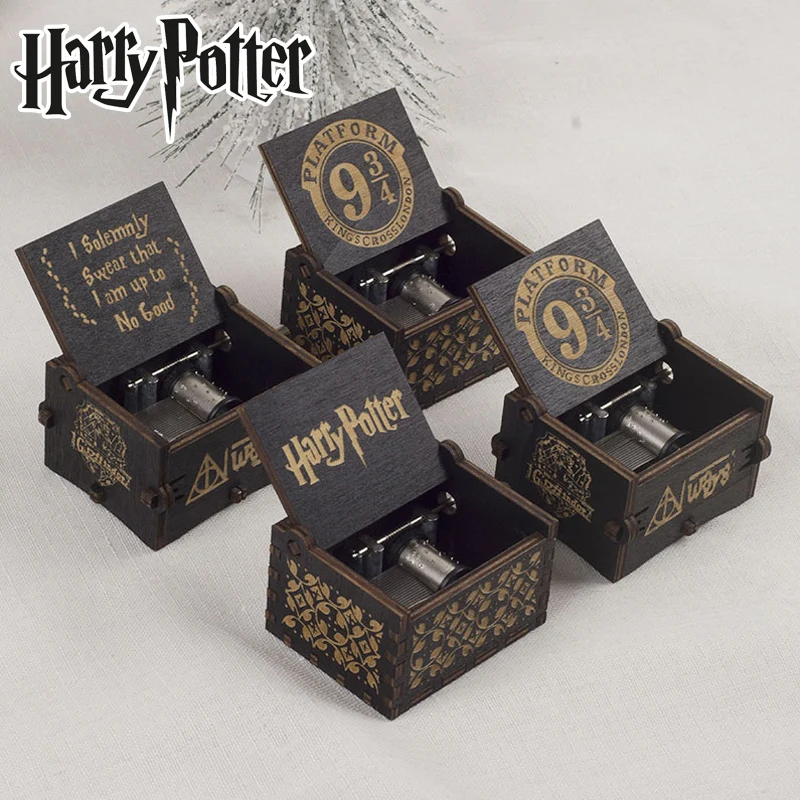 

Harry Potter Creative Charming Wooden Music Box Laser Engraved Wooden Hand Crank Music Box Birthday Christmas Gift