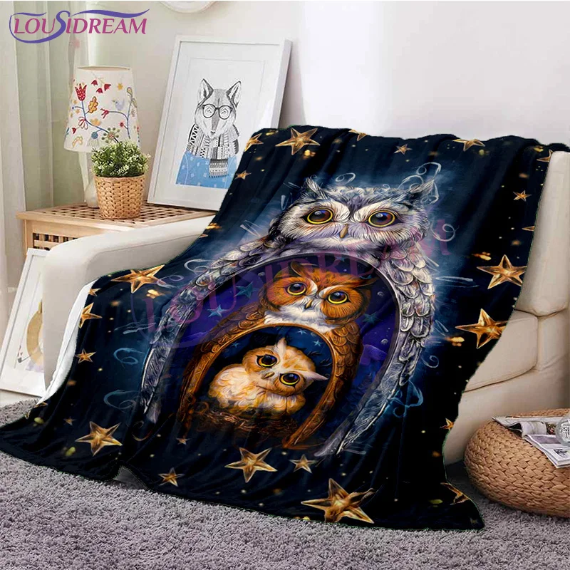 

Легкое Гипоаллергенное Фланелевое покрывало или диван с принтом совы, мягкое удобное плюшевое одеяло для взрослых и детей