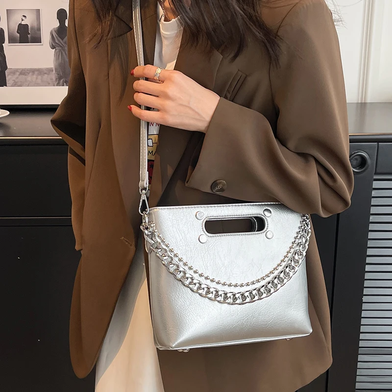 

High Quality Women Pu Leather Handbags Thick Chain Shoulder Bags Fashion Ladies Crossbody Bags for Women Casual Messenger Bag