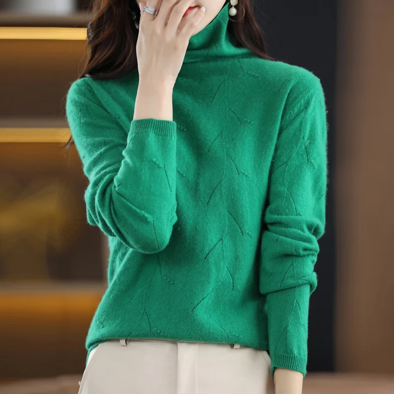 

100% Wool Pure Mink Turtleneck Sweater Cashmere Women Autumn Winter Kint Oversized Solid Sweaters Loose Pullover Female Jumpers