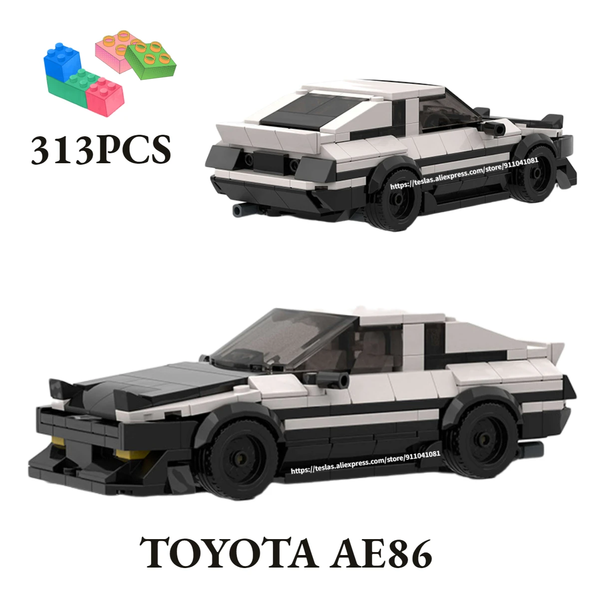 

Модель автомобиля Initial D Toyota AE86, 313 шт., сборная головоломка MOC, кирпичи, самостроительные блоки, обучающие игрушки для мальчиков и девочек