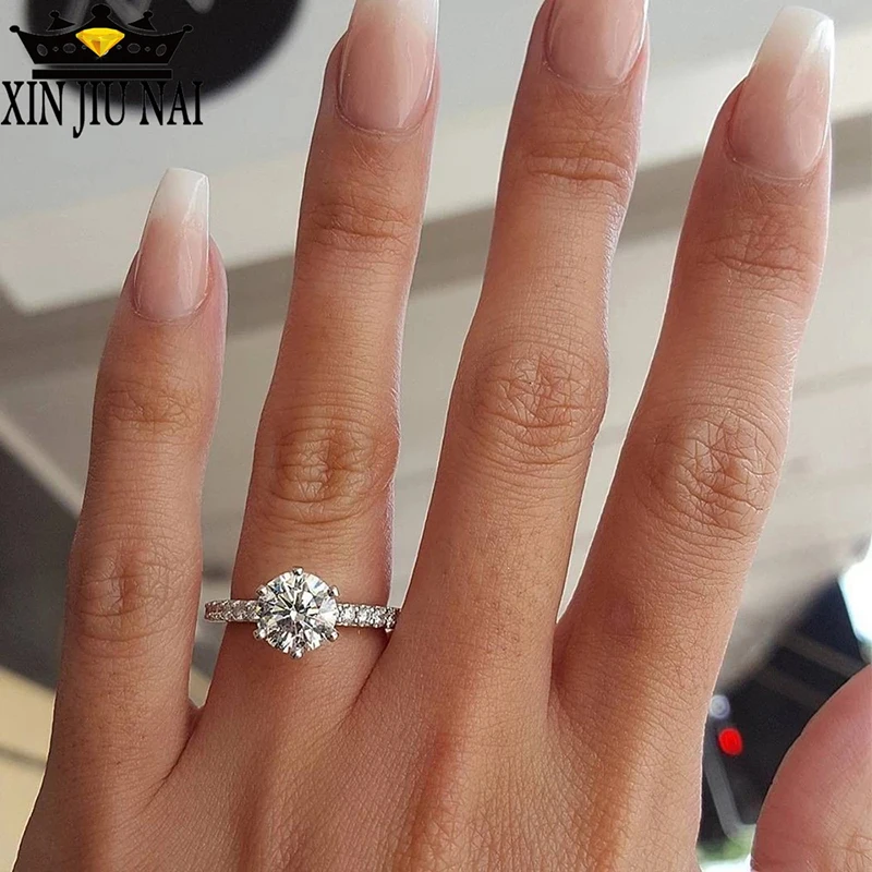 Кольцо женское с 6 зубцами и инкрустацией роскошное модное ювелирное украшение