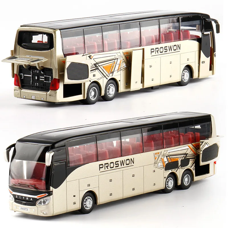 

1:32 High Quality Alloy Business Bus Model Metal Diecasts Simulation Luxury Double Sightseeing Bus Pull Back Car Toys For Kids