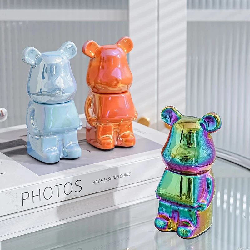

Nordic Modern Ceramic statue Living Room Dining Table Toothpick Canister Restaurant Home Decor Mini Violent Bear Toothpick Box