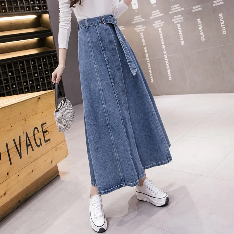

Long Jeans Skirt For Women Ladies Denim Long High Waist A-Line Button Clothes 2023 Summer Fashion Korean Style Elegant Outwear