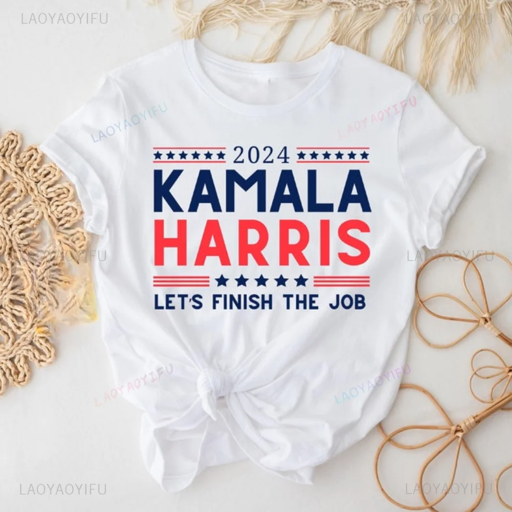 Футболка высокого качества Kamala Harris Let's Finish The Job 2024 футболка President рубашка Rally