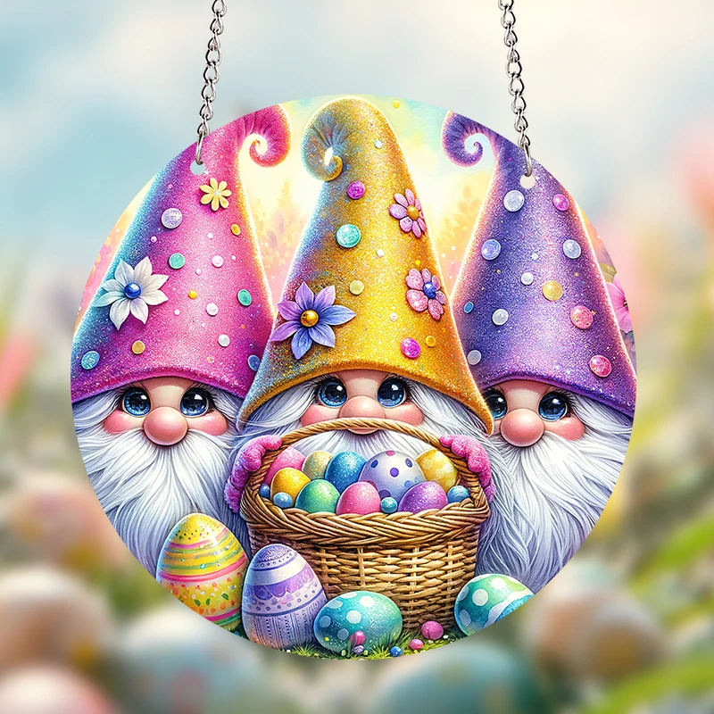 2024 горячая Распродажа круглые акриловые пасхальные яйца Gnomes подвесная табличка