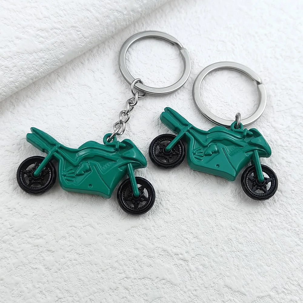 

Men's Alloy Pendant Keychain Green Motorcycle Toy Pendant Key Chains Suitable for Boys School Bag Accessories Birthday Gift