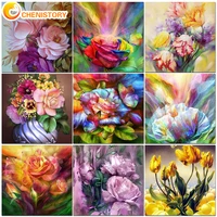chenistory frame diy painting by numbers bright flowers drawing coloring by numbers canvas wall art picutre handmade artwork