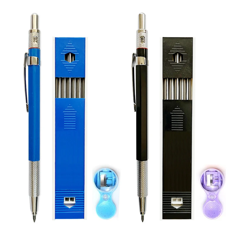 Set 2b Automatic Pencils With Black Lead Refills For Art Sketch Draft Drawing Writing Crafting Supplies