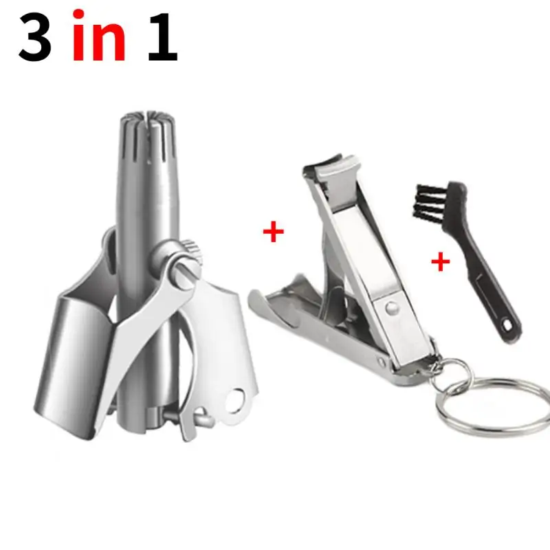 

Portable Manual Nose Trimmer And Nose Hair Trimmer Stainless Steel Nose Hair Remover With A Fingernail Clipper