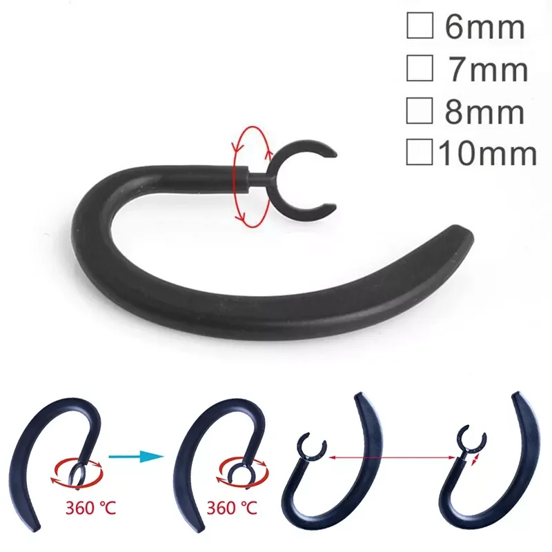 

1Pair 6mm 7mm 8mm 10mm Headphone Accessories Bluetooth Earphone silicone Earhook Loop Clip Headset Ear Hook Black/Clear