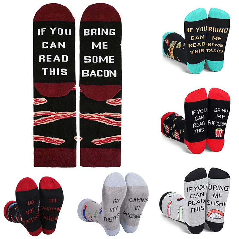 

Men's Happy Funny Letter Socks Women Cotton Middle Tube Socks Comfortable Unisex Socks Sport Novelty Femme Home Hipster Sox
