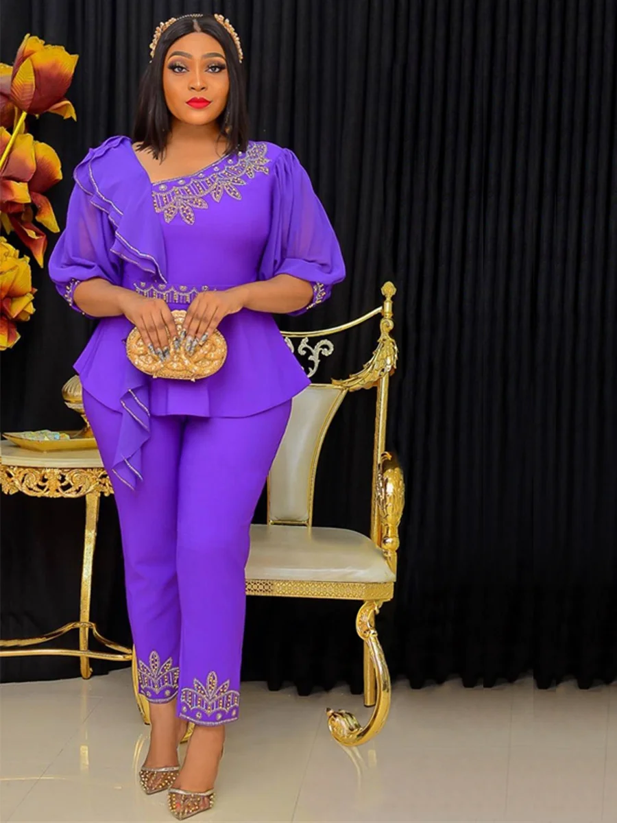 

Женский комбинезон, новинка весны 2022, пуловер с длинным рукавом и оборками, повседневный модный костюм, прямая Длинная одежда из двух предме...