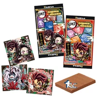 bandai original kawaii candy toys demon slayer kamado tanjirou nezuko 5 q version flash card anime figure kids girls gift