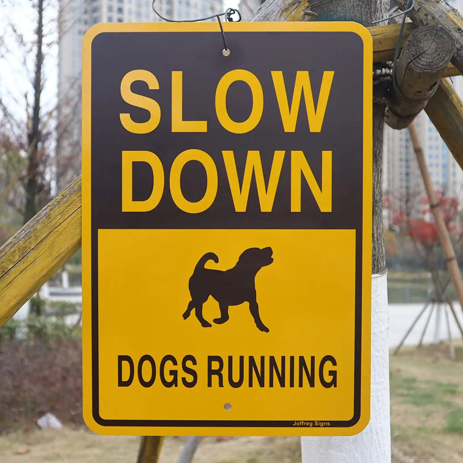 

Joffreg Slow Down Dogs Running Sign,17 x12 Inches