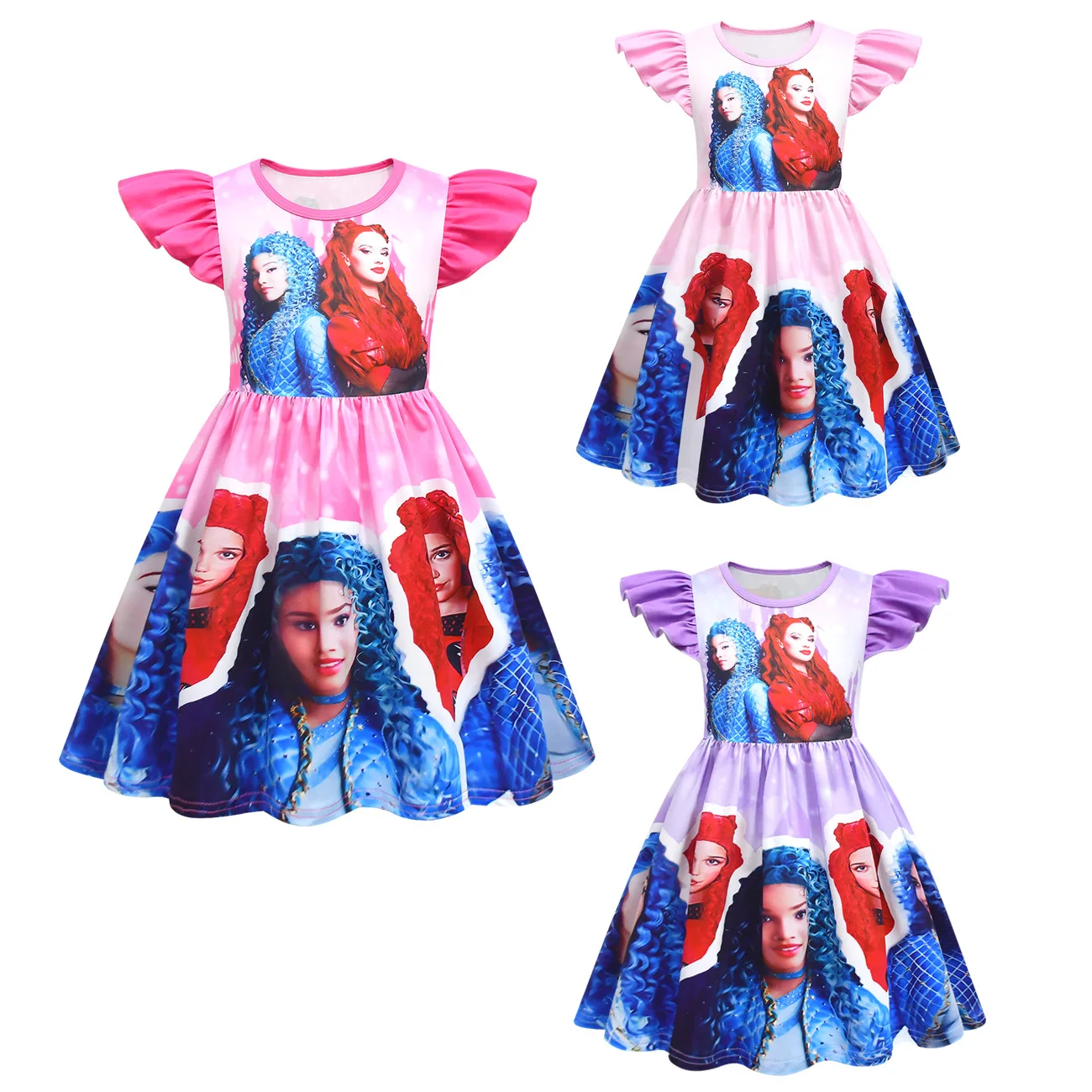 Новинка красное платье для девочек с мультяшным принтом платье-трапеция 4